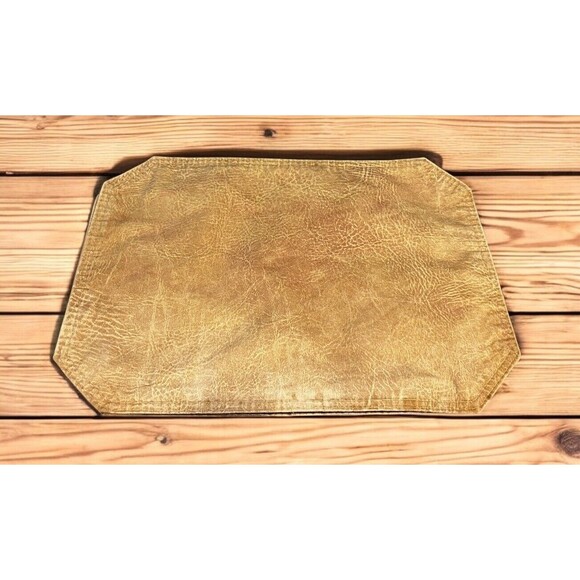 John Matouk Placemats Tan Leather Look Cotton Set of 5 17" x 12.5" 2 Used 3 New - Picture 3 of 9